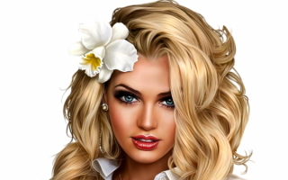 Блондинка с цветочком 3d