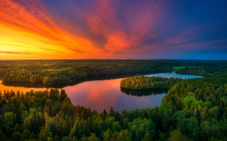 Тайга река закат