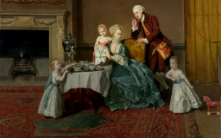 Йохан Зоффани. Лорд Уиллоби де Брок с семьей в зале для завтраков