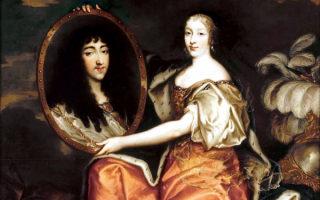 Антуан Матьё. Генриетта Английская с портретом герцога Орлеанского