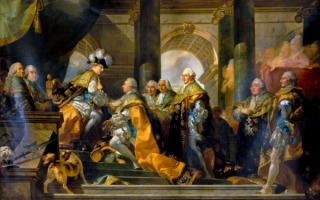 Габриэль-Франсуа Дуайен. Рыцари Святого Духа отдают честь Людовику XVI в Реймсе