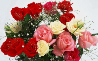 Разноцветный букет роз