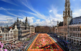Огромный ковер из цветов на площади Дам в Амстердаме