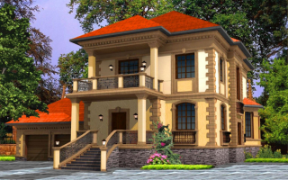 Дом с балконом и гаражом