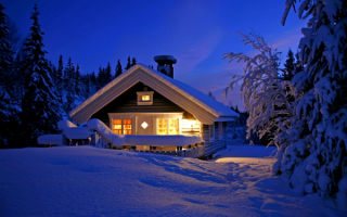 Дом в зимнем лесу