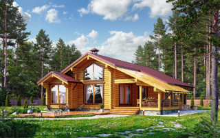 Дом из клееного бруса в сосновом лесу