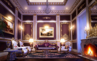 Красивая гостиная с камином