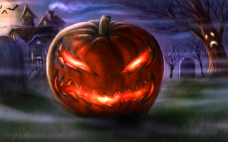Картинка с тыквой страшилкой на Хэллоуин