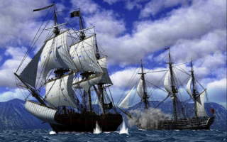 Пиратский корабль в морском бою
