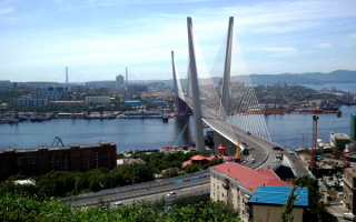 Вантовый мост через бухту Золотой Рог во Владивостоке.