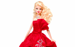 Барби с локонами в красном платье