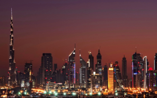 Ночь небоскребы Дубай