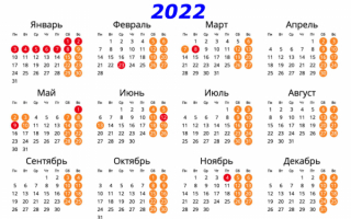 Календарь на 2022 год с праздниками и выходными