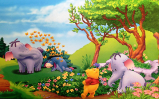 Винни-Пух, Иа-Иа и слоны на природе