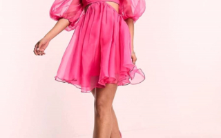 Эксклюзивное розовое мини-платье из органзы