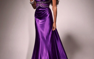 Пурпурное вечернее атласное платье