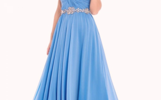 Вечернее голубое шифоновое платье