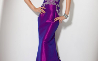 Пурпурное вечернее длинное платье без бретелек