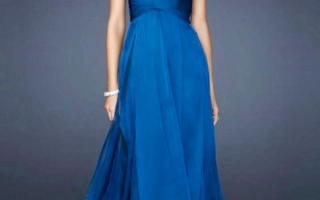 Синее вечернее шифоновое платье