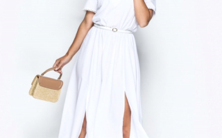 Белое летнее платье миди с разрезами