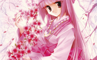Девушка с цветами вишни