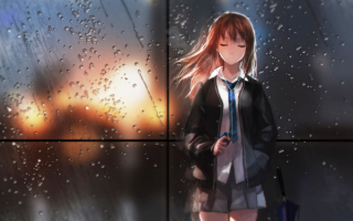 Аниме девушка и дождь