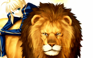 Аниме девушкка и лев