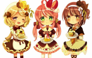 Девчонки аниме с пирожными