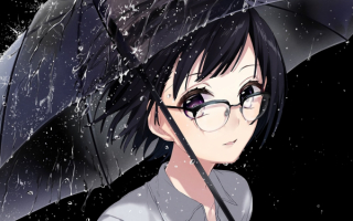 Дождь зонтик девушка аниме
