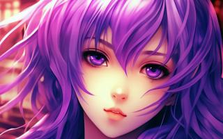Фиолетовая девушка аниме